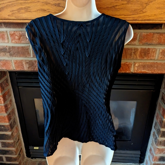 Ika brand black semi sheer sleeveless blouse size medium - Picture 2 of 2